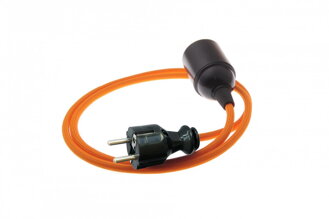 Textilní kabel 2x0,75mm2 Pomerančový PM42 s objímkou a vidlicí