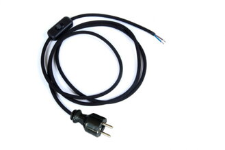 Přívodní textilní kabel k lampičce 1,8 m Černý 3, vidlice + vypínač