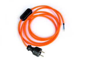 Přívodní textilní kabel k lampičce 1,8 m Oranžový Reflexní 4, vidlice + vypínač