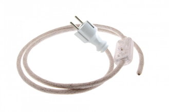 Přívodní textilní kabel k lampičce 1,8 m PŘÍRODNÍ 36, vidlice + vypínač