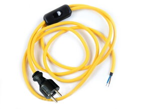 Přívodní textilní kabel k lampičce 1,8 m Žlutý 10, vidlice + vypínač