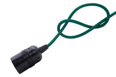 Objímka E27 Černá patina kr.závit s textilním kabelem dle výběru