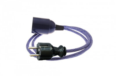 Textilní kabel 2x0,75mm2 Kropenatý Modro-Bílý 41  s objímkou a vidlicí
