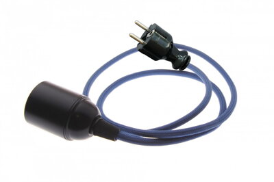 Textilní kabel 2x0,75mm2 Modrá Saská MS44 s objímkou a vidlicí