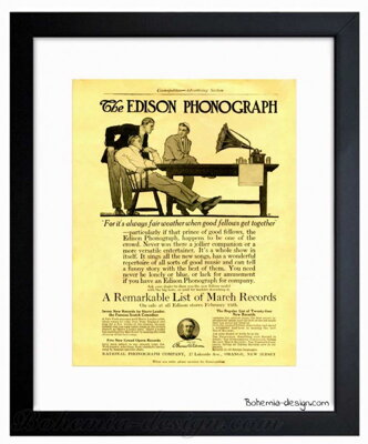 Ilustrace Edison Phonograph / 30x40 cm