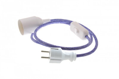 Textilní kabel Kropenatý Modro-Bílý 41 s objímkou, vypínačem a vidlicí