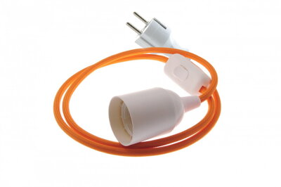 Textilní kabel Pomerančový PM42 s objímkou, vypínačem a vidlicí