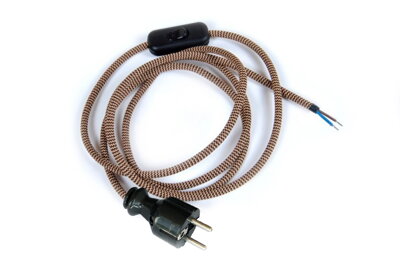 Přívodní textilní kabel k lampičce 1,8 m Art Deco 29, vidlice + vypínač
