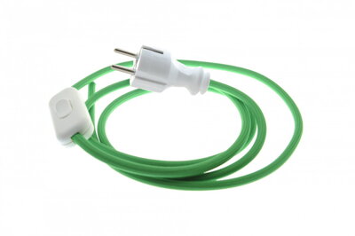 Přívodní textilní kabel k lampičce 1,8 m Zelený 32, vidlice + vypínač