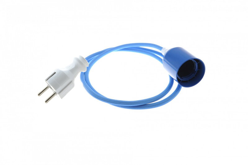 Textilní kabel 2x0,75mm2 Modrý M31 s objímkou a vidlicí