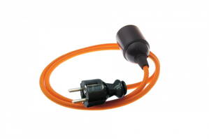Textilní kabel 2x0,75mm2 Pomerančový PM42 s objímkou a vidlicí